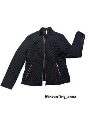 BELLIVERA ~ Black Quilted Bomber Jacket w/Plush Lining and Pockets size M/ML